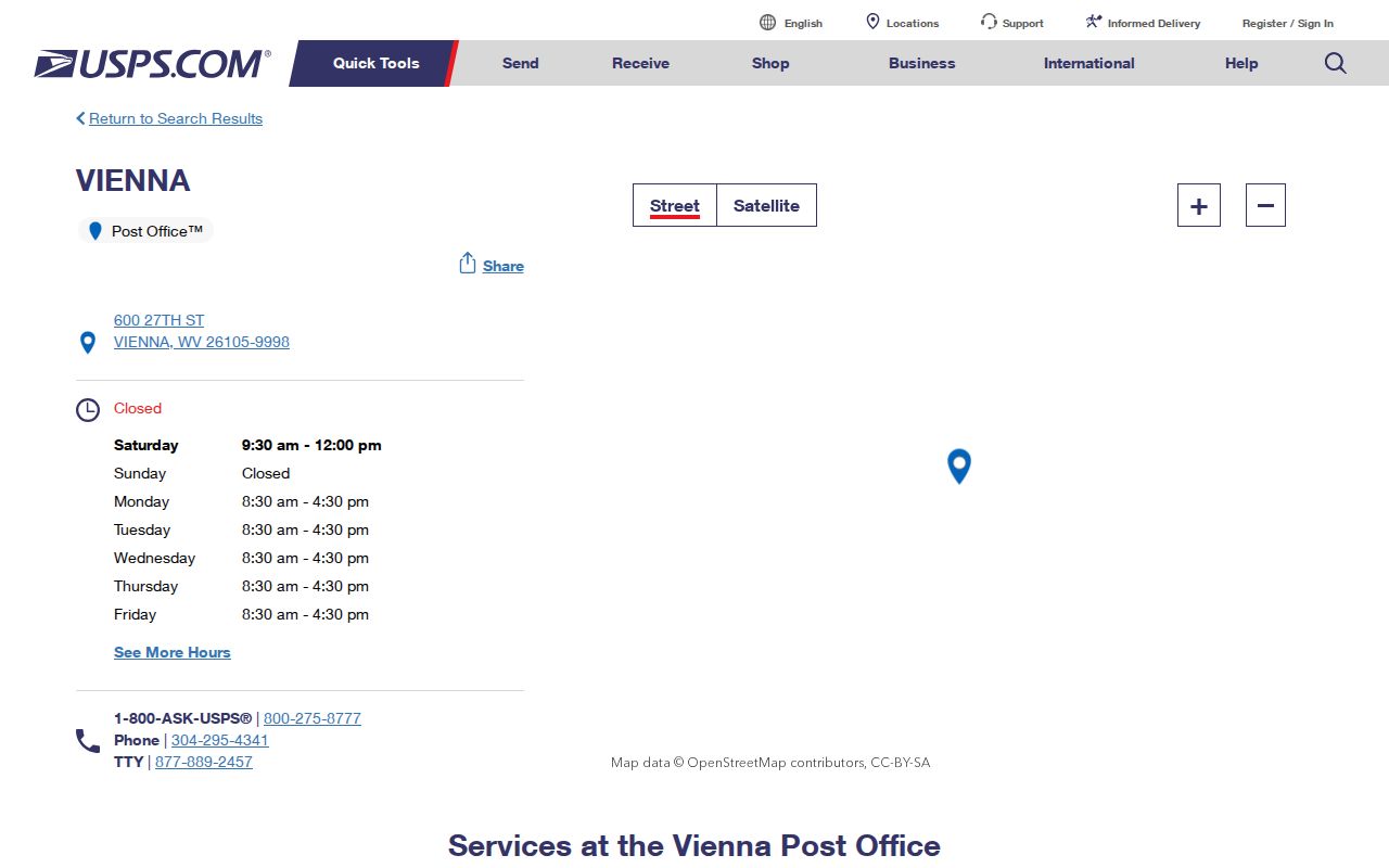 Vienna ZIP code directory official post office listing